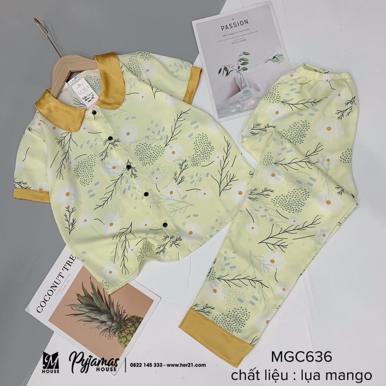 Bộ lụa mango cộc dài cổ sen