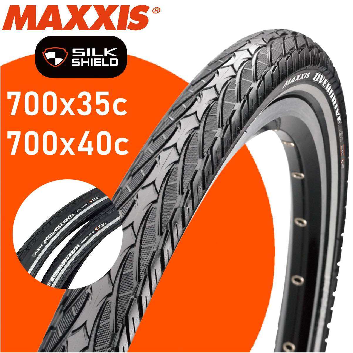 Vỏ Lốp Xe Đạp 700x35c 700x40c Maxxis OVERDRIVE EXCEL Viền Phản Quang & Ruột Đi Kèm (Tuỳ Chọn)