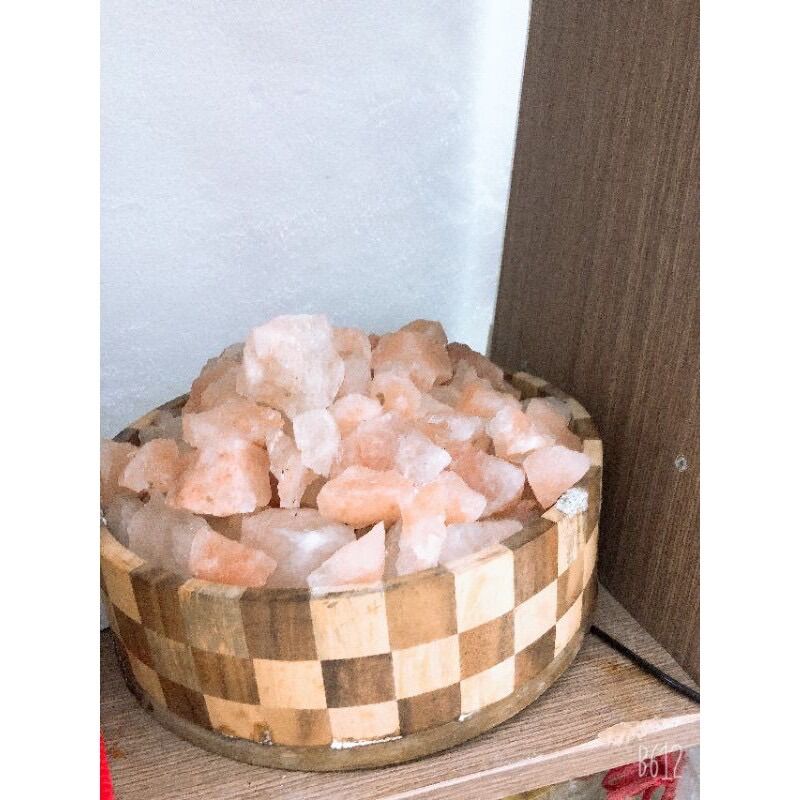 Đá muối himalaya phong thủy viên nhỏ làm đèn ngủ để bàn 1kg