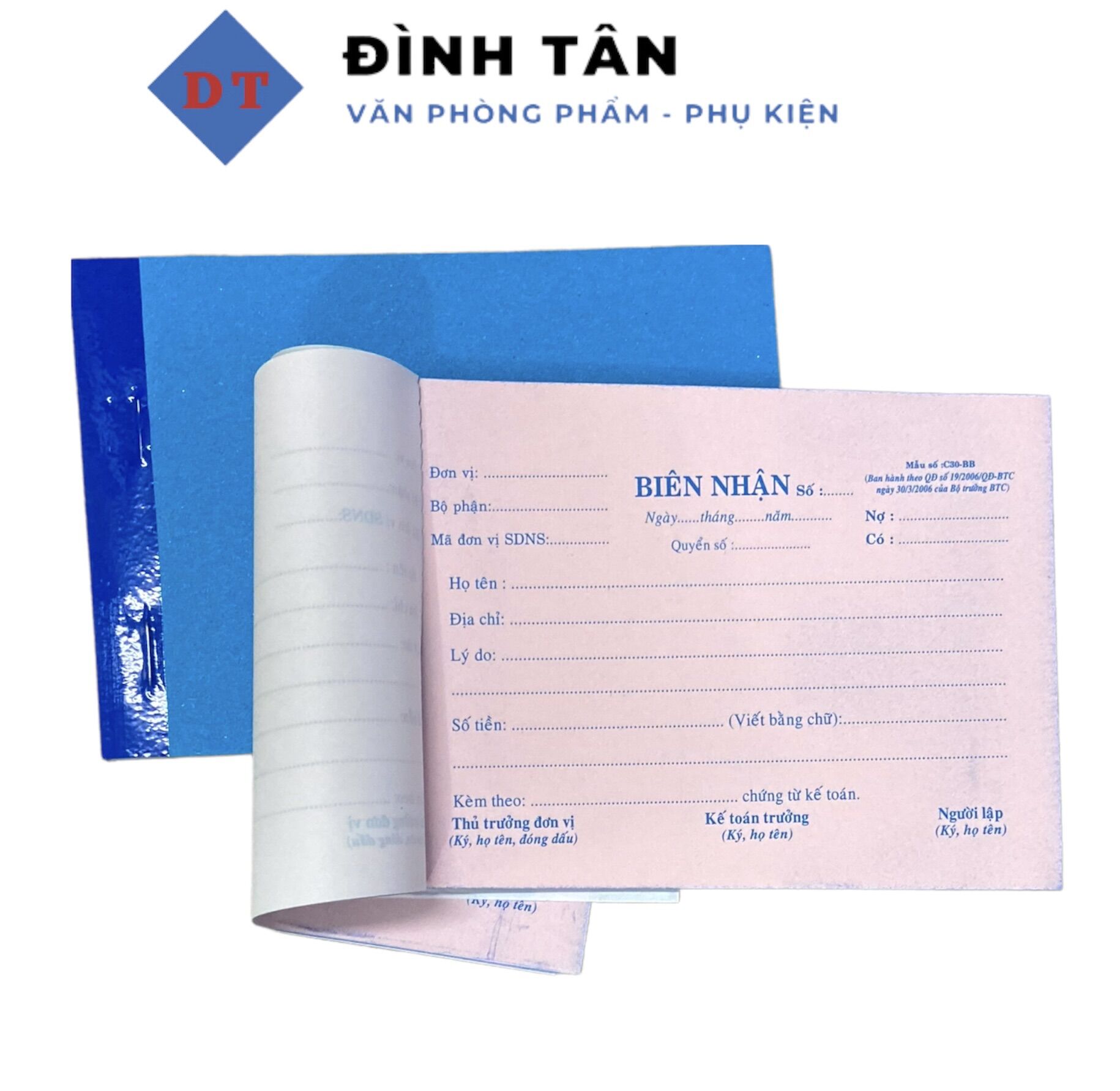 Giấy biên nhận 2 liên - biên lai thu tiền 2 liên - 1 cuốn