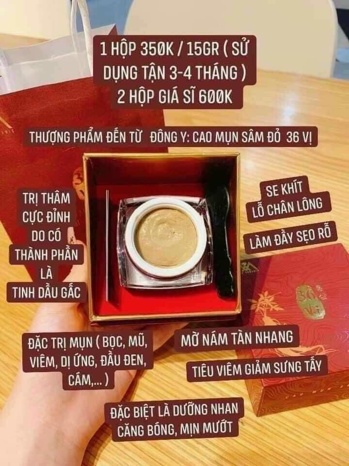 Cao mụn sâm đỏ 36 vị hàn quốc chính hãng