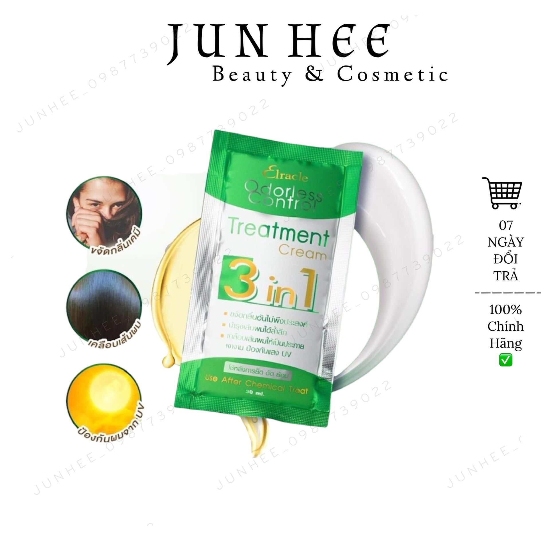 [JunHee AUTH ] Combo 2 gói Ủ tóc Bio Elracle Treatment 3in1 xanh lá