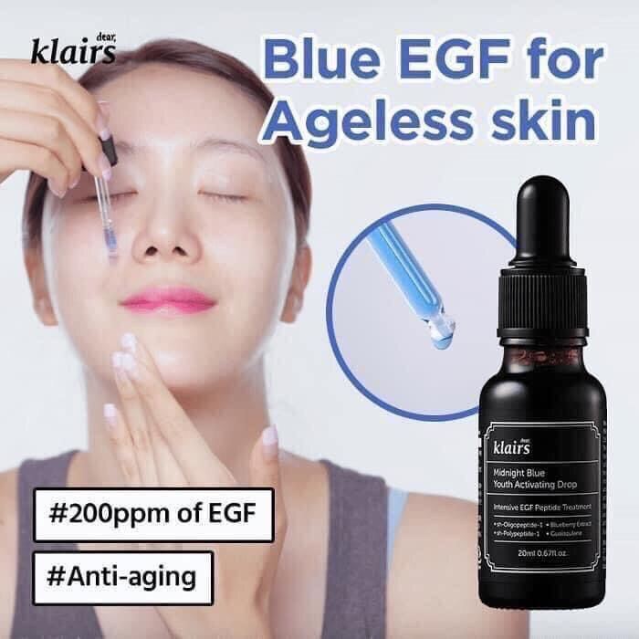 Serum Klairs Midnight Blue Youth Activating Drop 20ml cấp ẩm, phục hồi da
