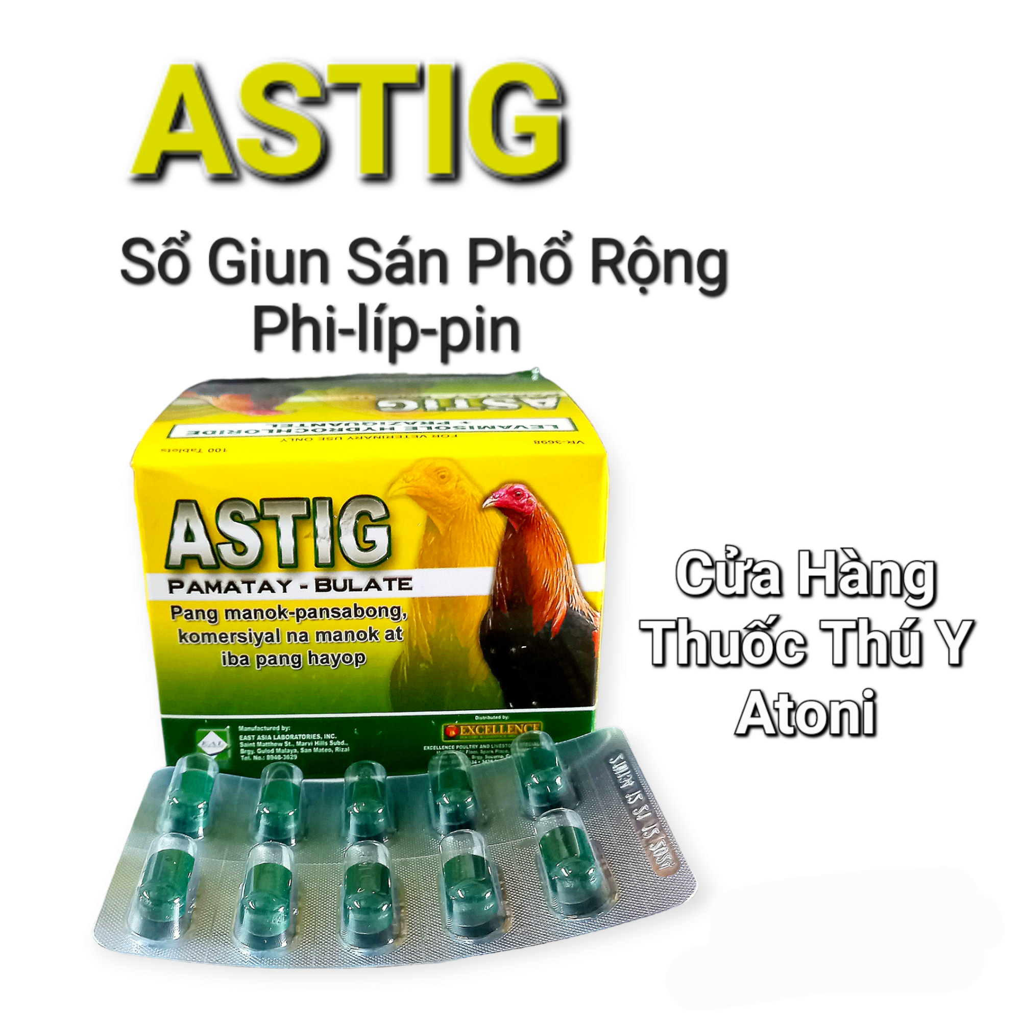 Astig - sổ giun sán phillipines cho gà đá