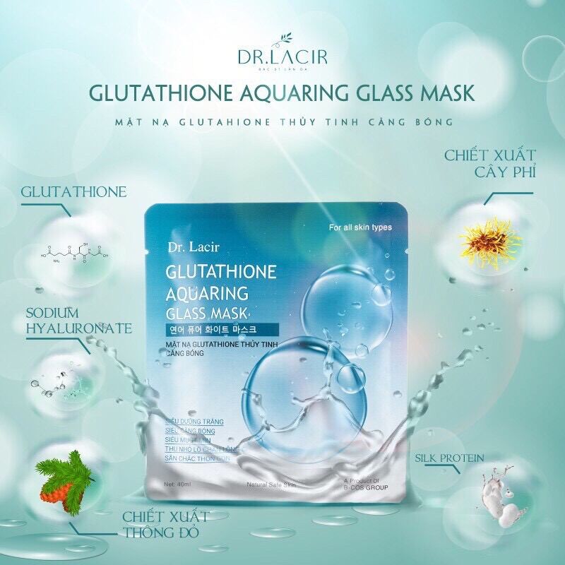 Mặt Nạ Thủy Tinh Căng Bóng Glutathione Dr Lacir,(Hộp 6 miếng)