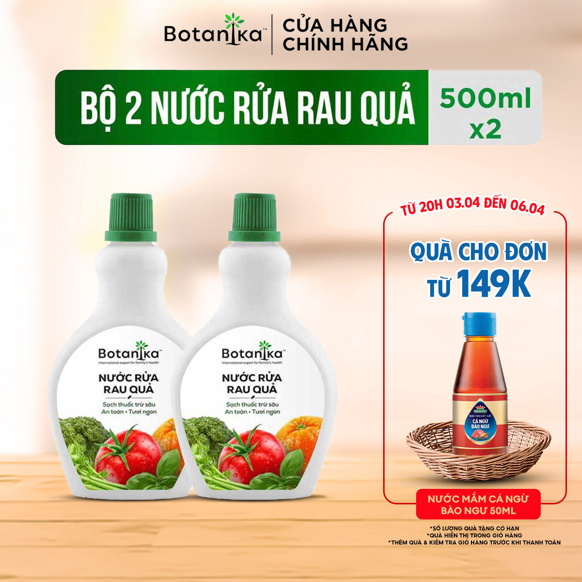 Bộ 2 Nước rửa rau Botanika 500ML