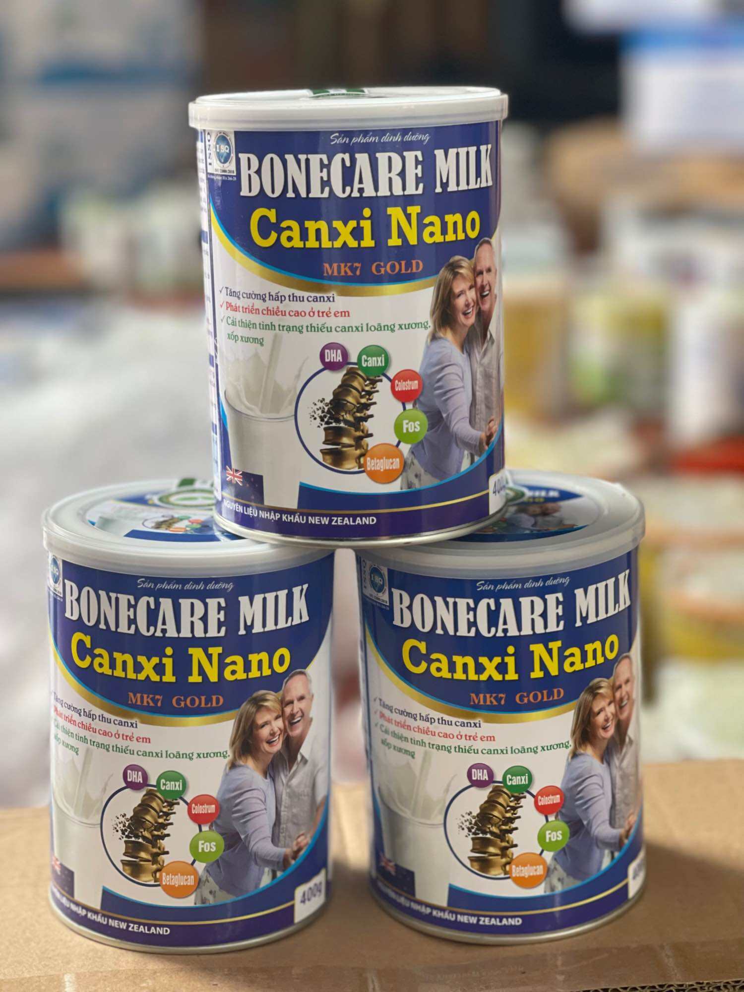 COMBO 6 lon sữa bột BONECARE MILK CANXI NANO MK7 GOLD 900gr tăng cường hấp thu canxi, phát triển chiều cao ở trẻ nhỏ ( Chính Hàng )