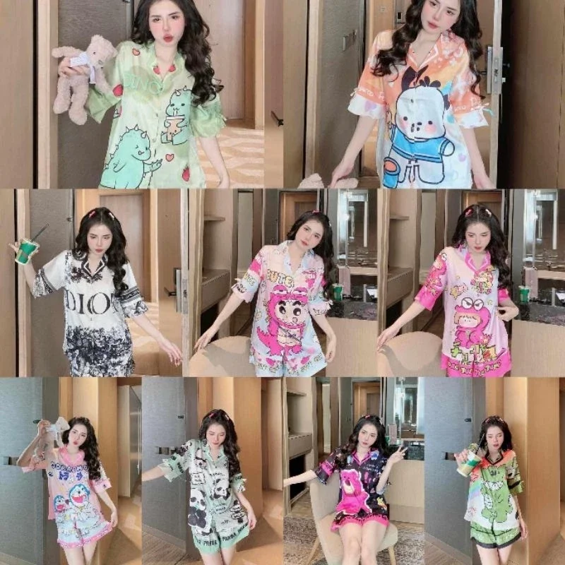 Đồ bộ pijama lụa xước và đùi latin size từ 40 đến 62kg