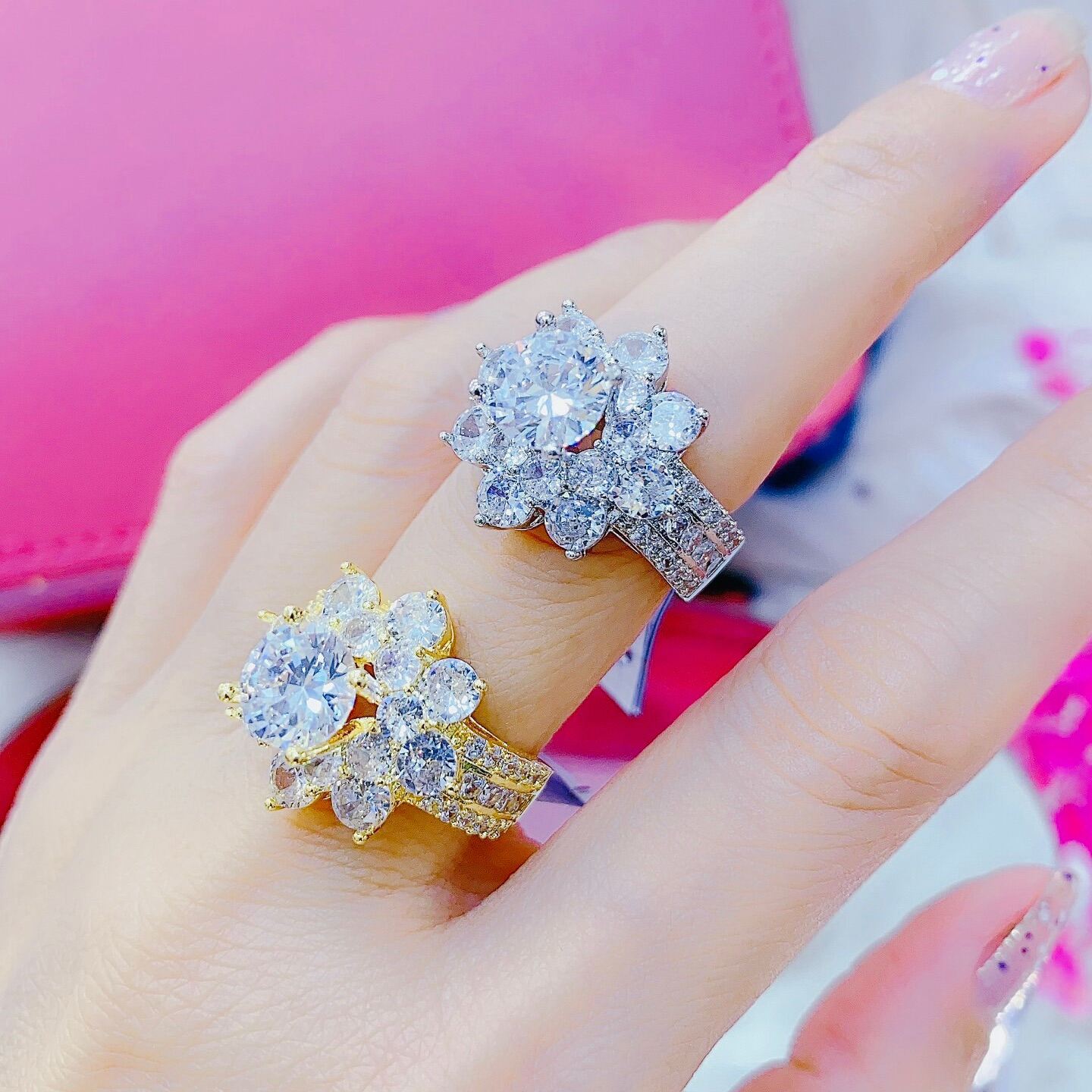 Nhẫn vàng nữ hoa mai đính đá cao cấp - N5107 Juri shop - bền màu thiết kế sang trọng dùng đi tiệc
