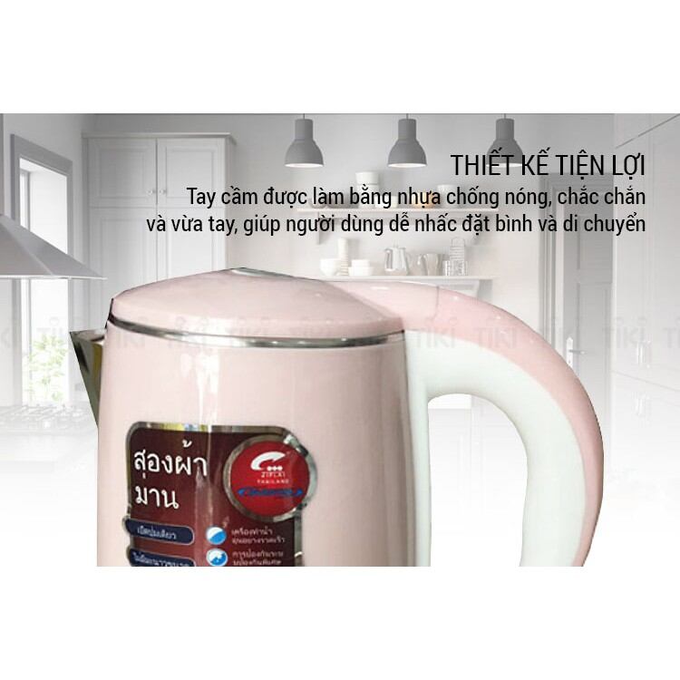 Ấm Siêu Tốc 2 Lớp Thái Lan 2,5 Lít Bình Đun Siêu Tốc Công Suất 1500W Sôi Nhanh An Toàn Tiện Dụng