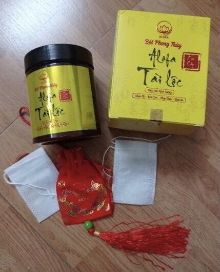 1 hộp bột phong thủy alofa tặng kèm túi đỏ