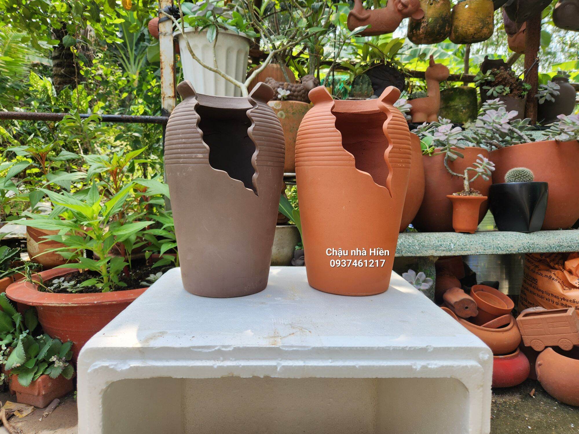 Chậu đất nung Bình Dương xẻ thân cao 30cm, miệng 13