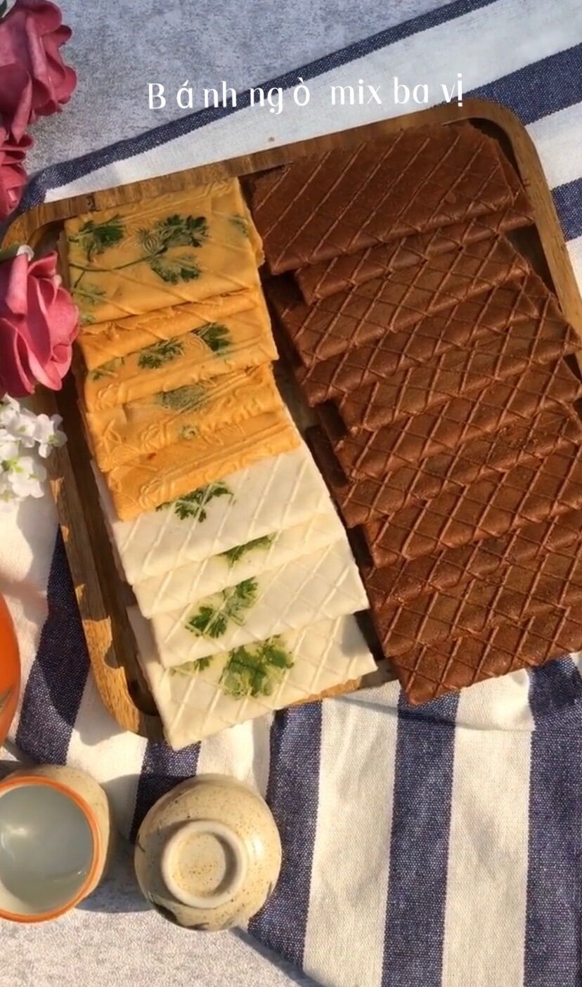 Bánh kẹp ngò vuông - bánh ngò mix 3 vị - 500 gr
