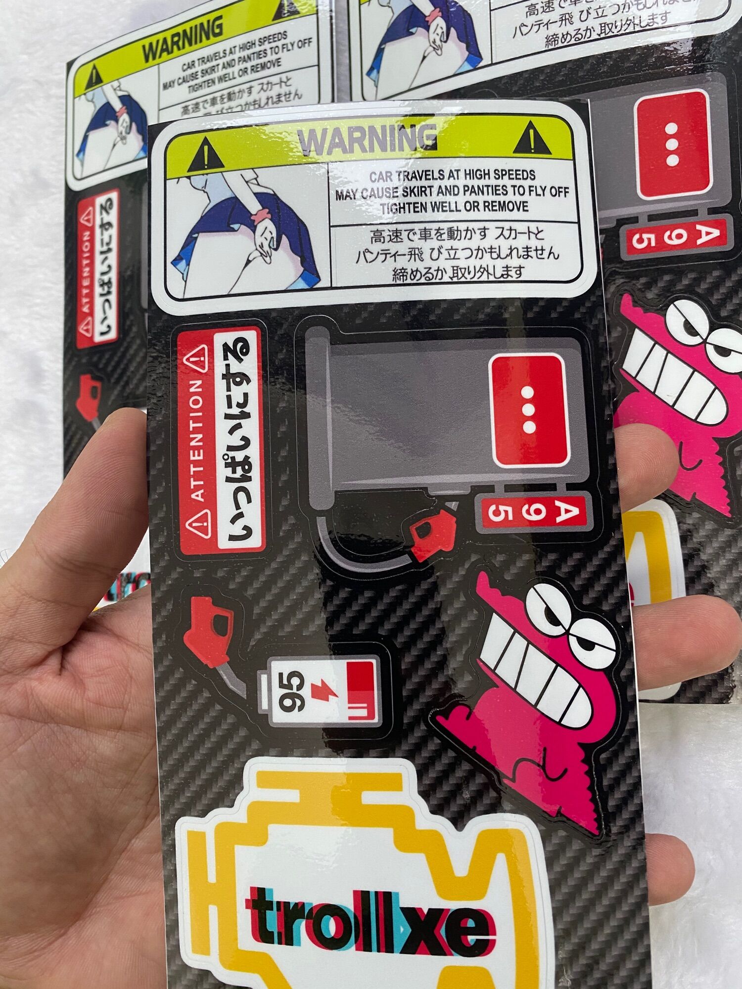 Sét logo troll xe, cá sấu hồng, warning...