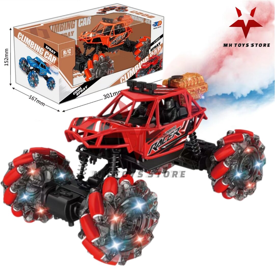 (mẫu mới 2024) đồ chơi xe đua địa hình điều khiển từ xa - xe đua điều khiển đa chiều có đèn kèm pin sạc - đặc biệt có hiệu ứng phun khói tăng tốc cực hot