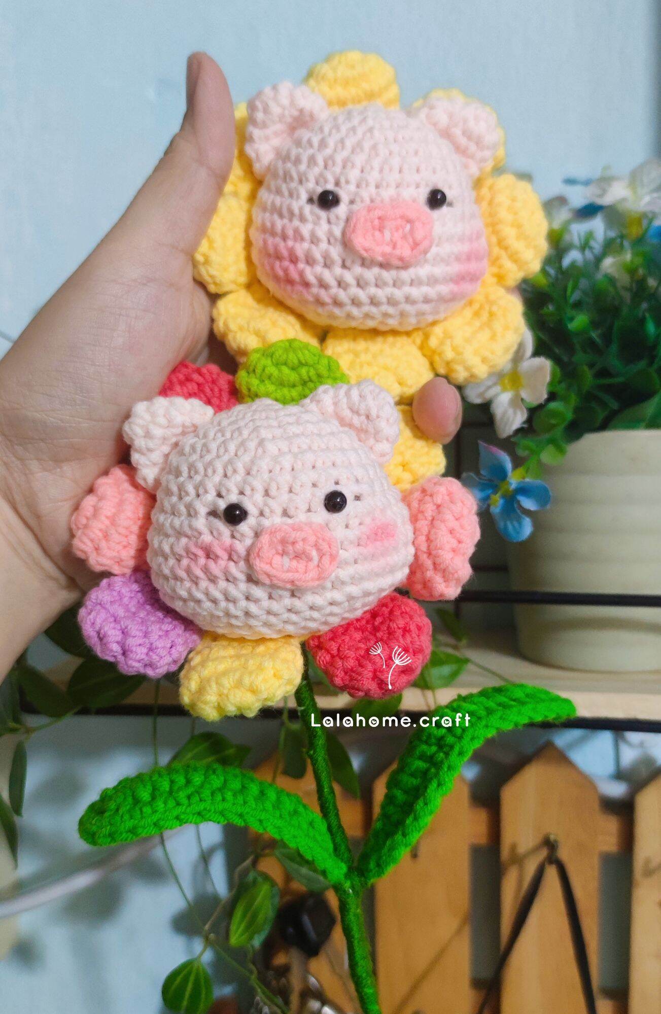 Hoa Len bé heo/hoa thỏ và phụ kiện (Ảnh Thật)