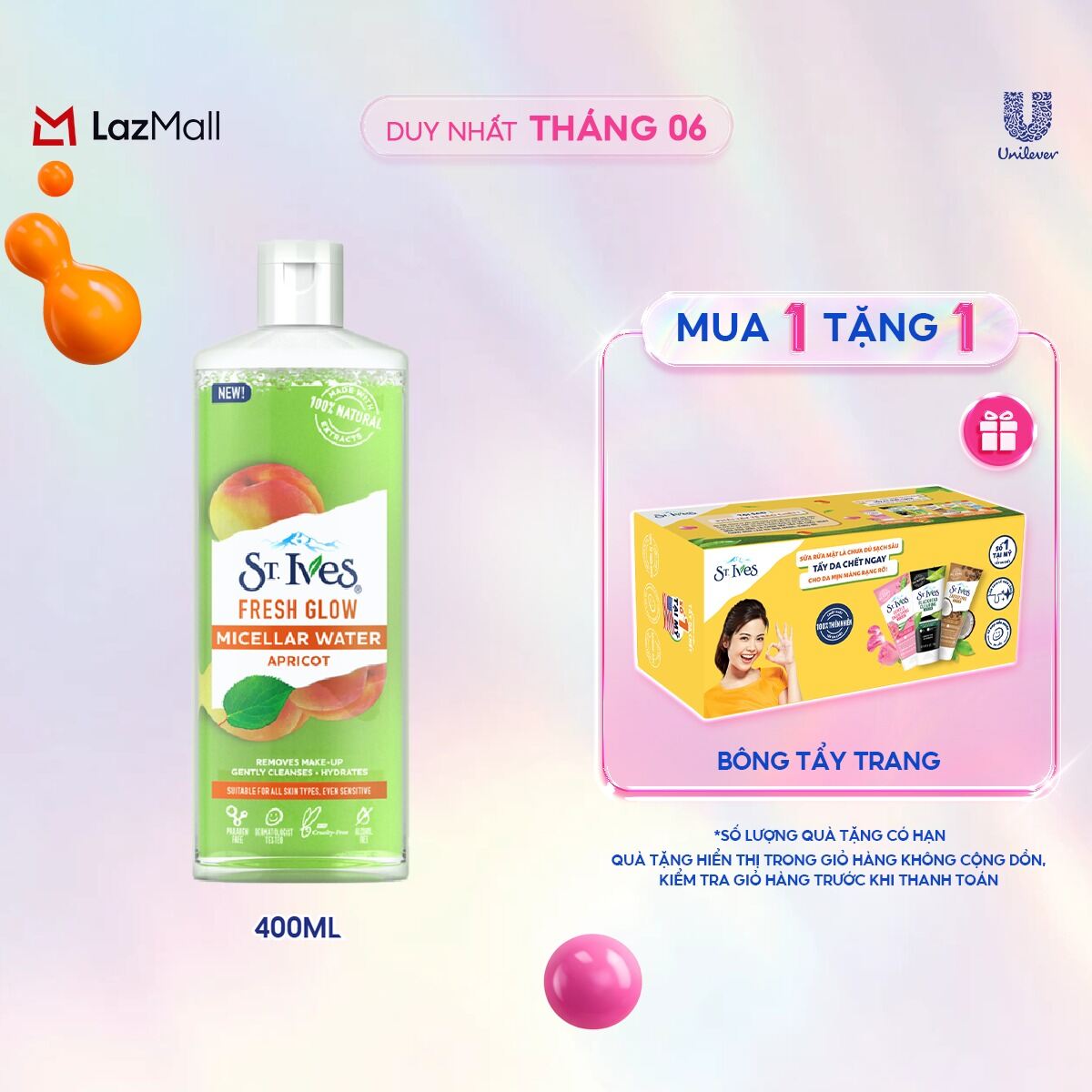 Nước tẩy trang St.ives chiết xuất Trái Mơ 400ml