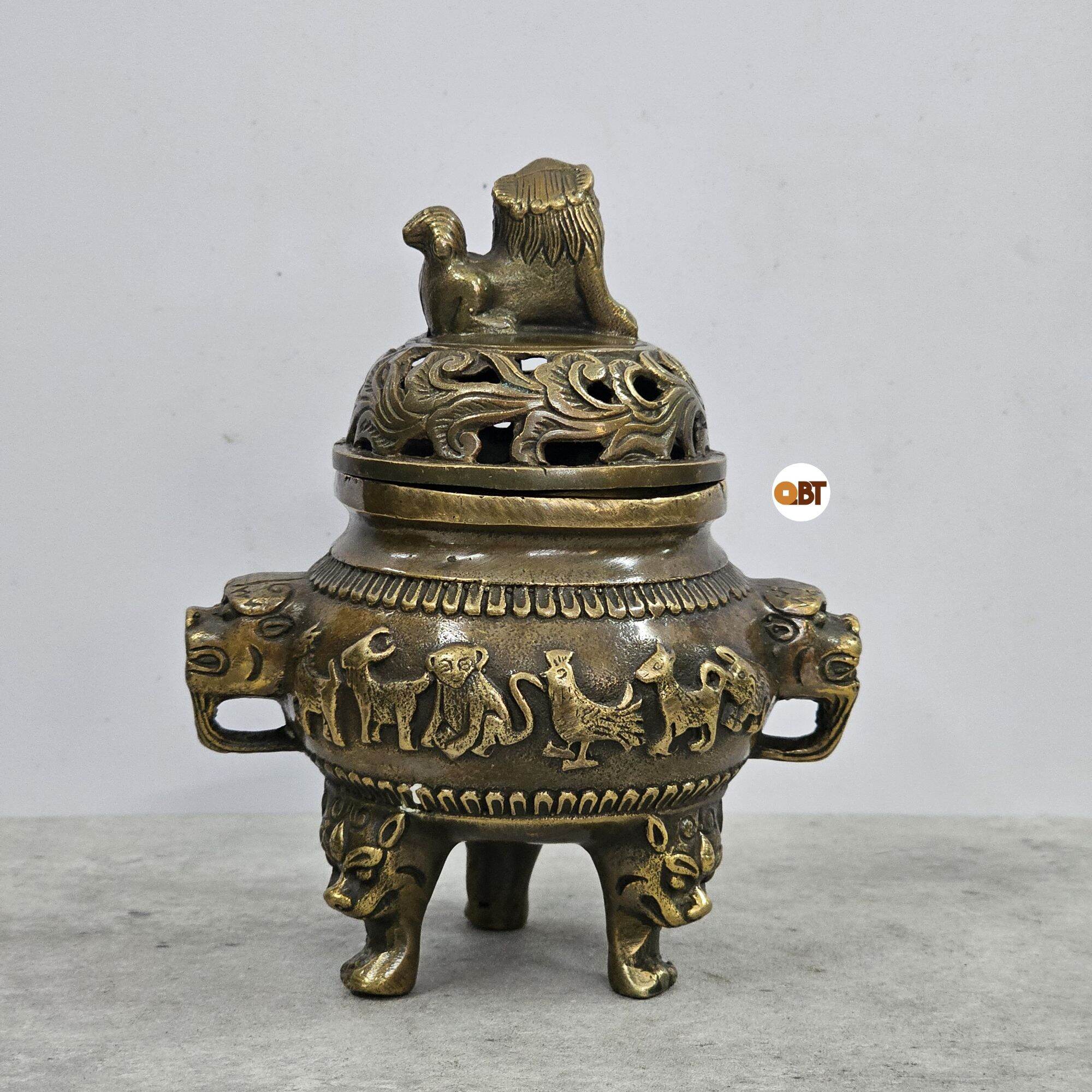 Incense Burning for the 12 Zodiac Animals Made of Bronze