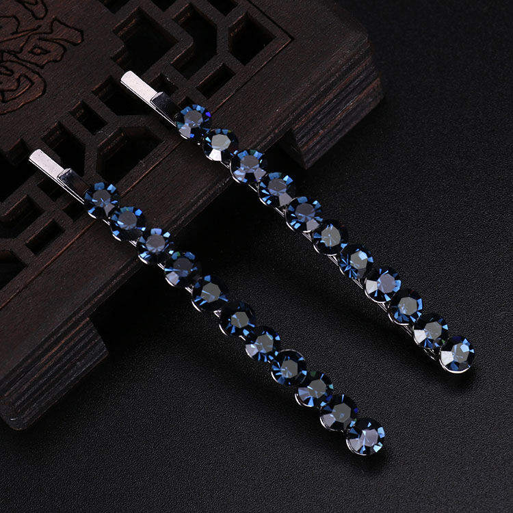 Kẹp đôi chữ nhất đơn giản màu đen đính đá hàn quốc, trang sức tóc tiên nữ pha lê, kẹp tóc mái, kẹp tóc mái cho mẹ, kẹp tóc mái