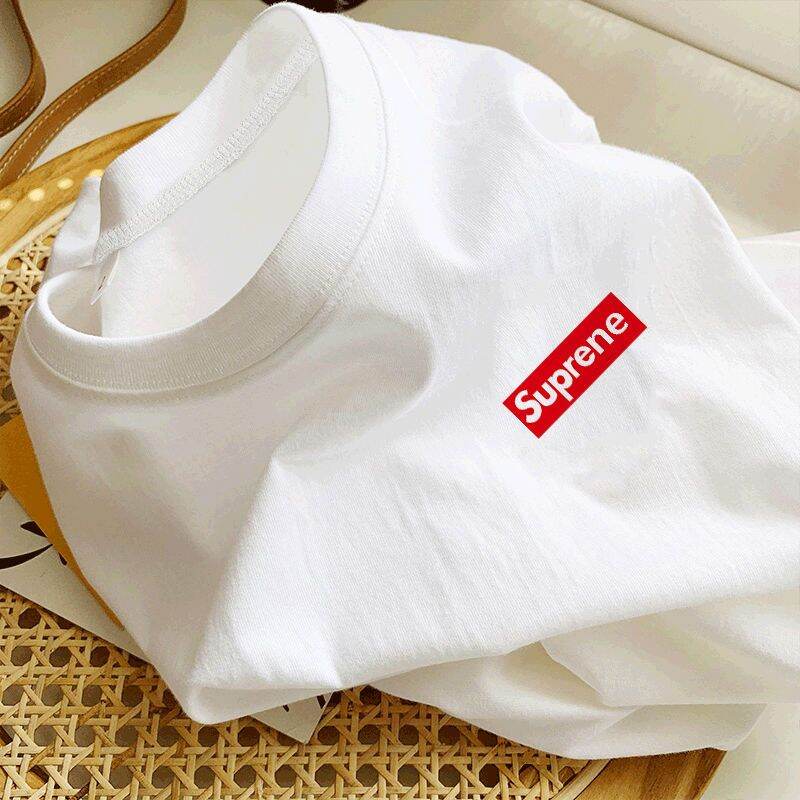 Áo Phông Cộc Tay Cổ Tròn Rộng Rãi Màu Trơn Cotton Trọng Lượng Nặng Mùa Xuân Hè Áo Hoodie Trang Phục Cặp Đôi Nữ Áo Áo Mặc Trong Phối Trong