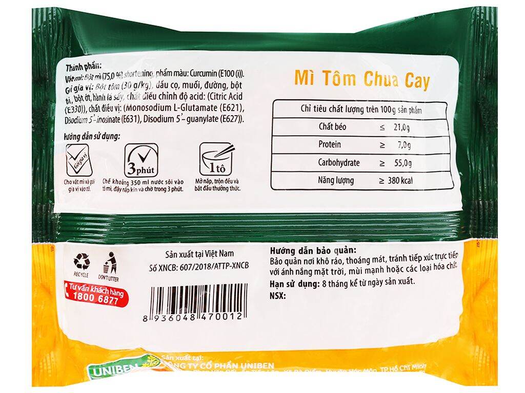 Thùng 30 gói mì 3 Miền tôm chua cay 65g