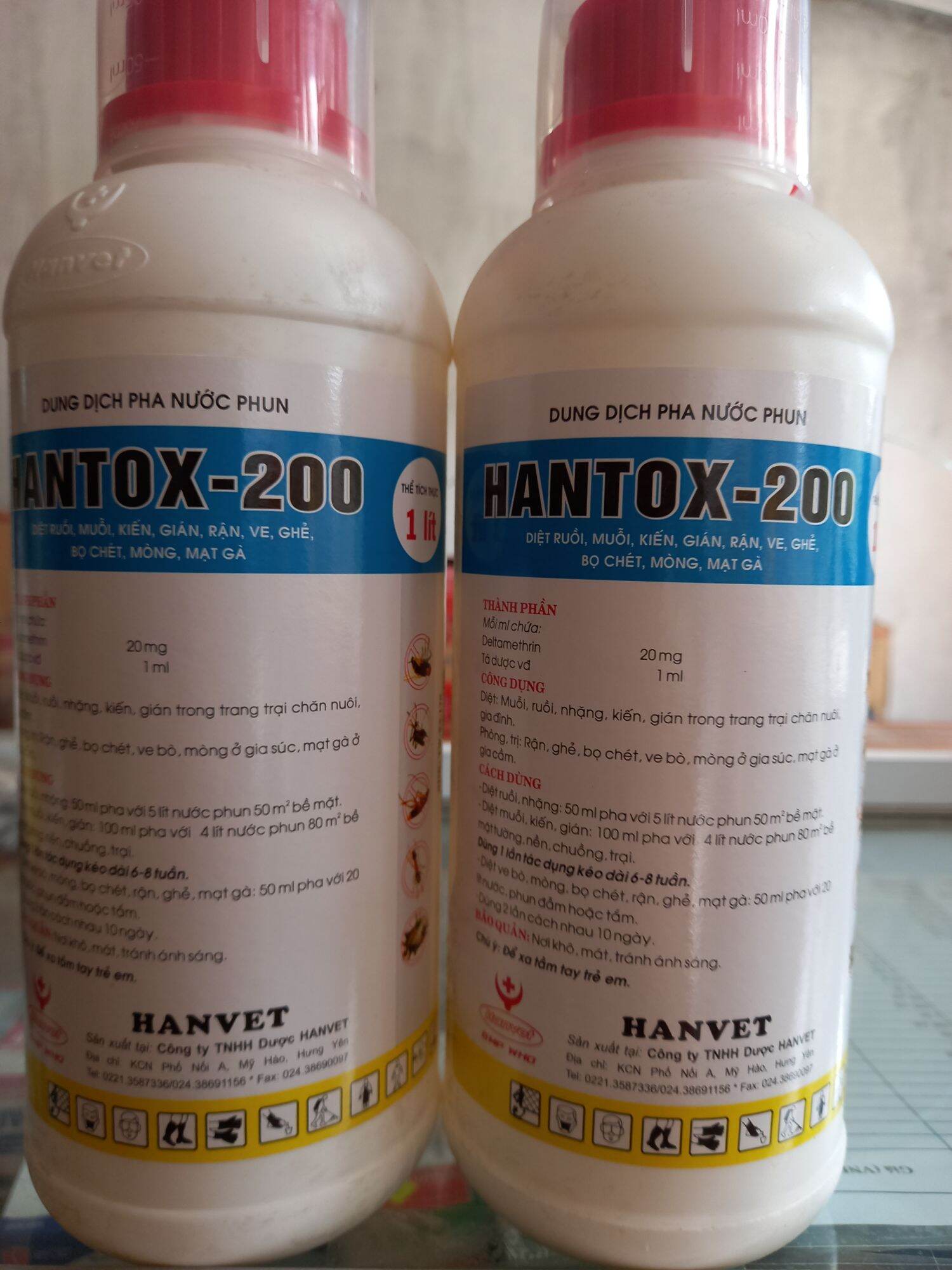 Hantox 200 1 lít Diệt ruồi, muỗi, kiến, gián, ve,ghẻ, bọ chét,mòng,mạt gà