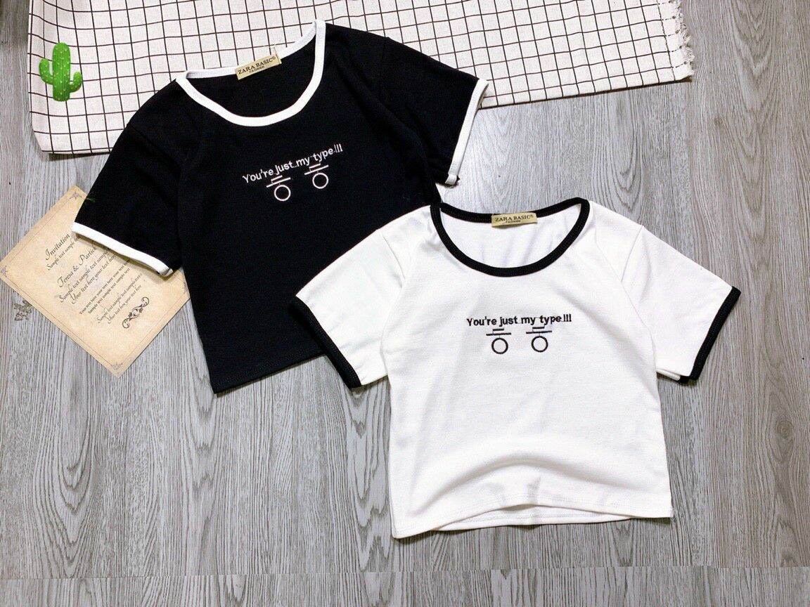 Áo crop top chữ hàn xinh