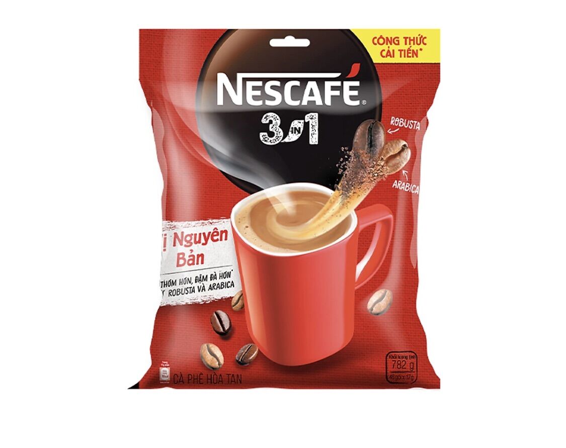 Túi 46 gói 17g cà phê sữa hoà tan 3in1 vị nguyên bản nescafe