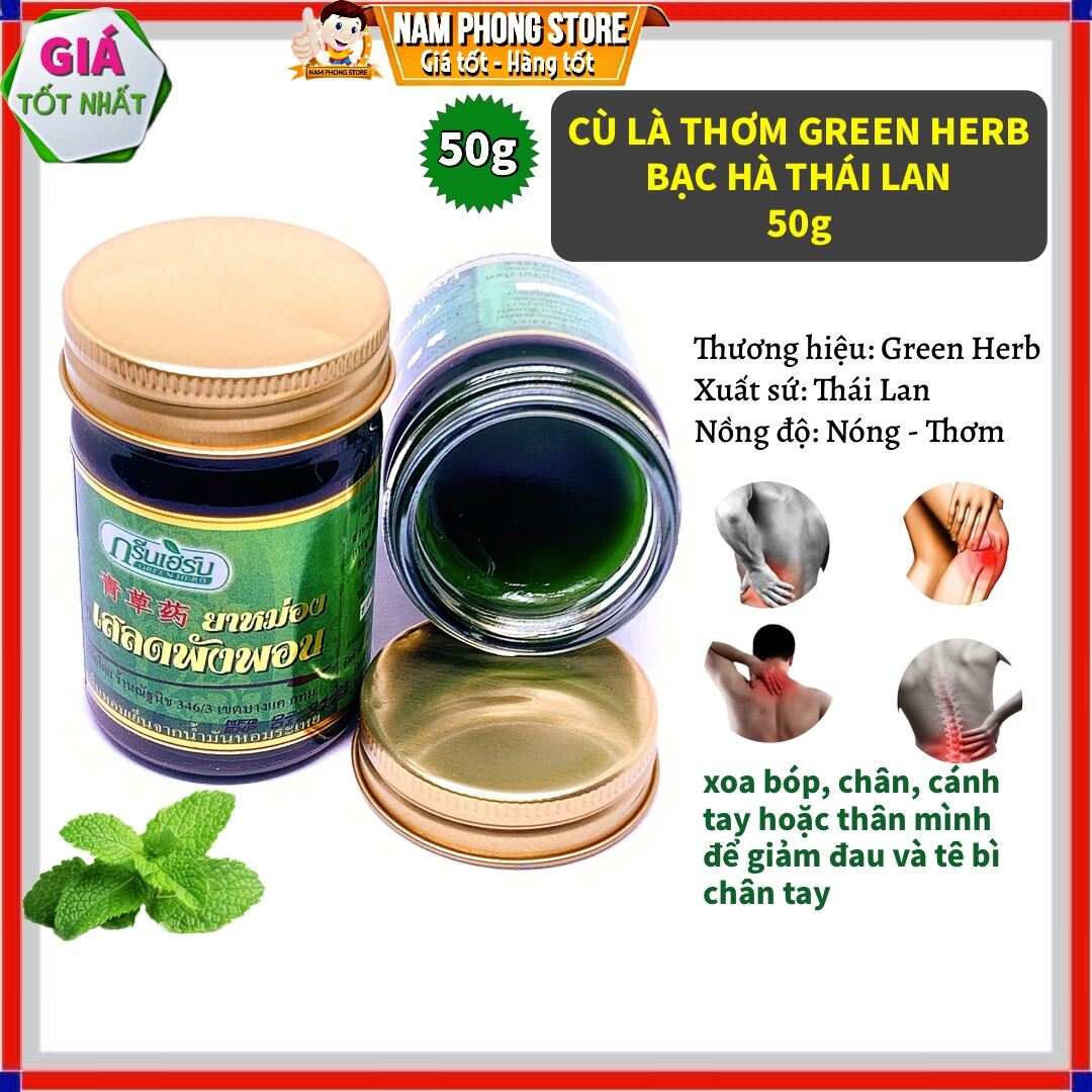 50g Dầu Cù Là Thơm Green Herb Bạc Hà Thái Lan Chính Hãng 50g