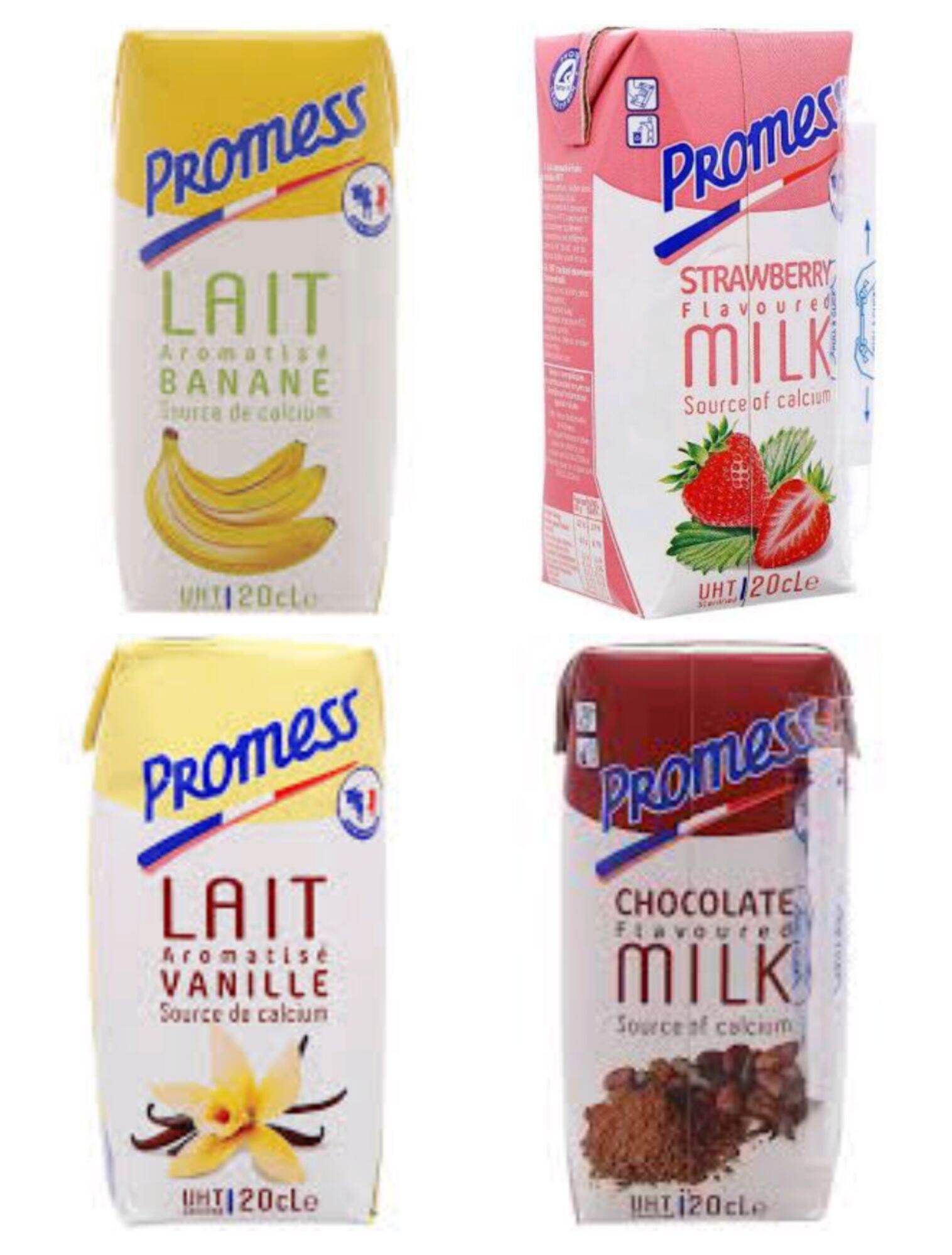 Mix 4 vị sữa tươi Promess dâu, chuối, vani, socola thùng 24 hộp