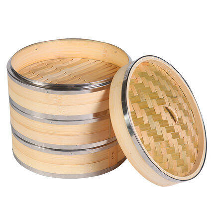 New Handmade Bamboo Steamer Commercial Home Use Stainless Steel Edge Mini Steamed Buns Dumplings Ric