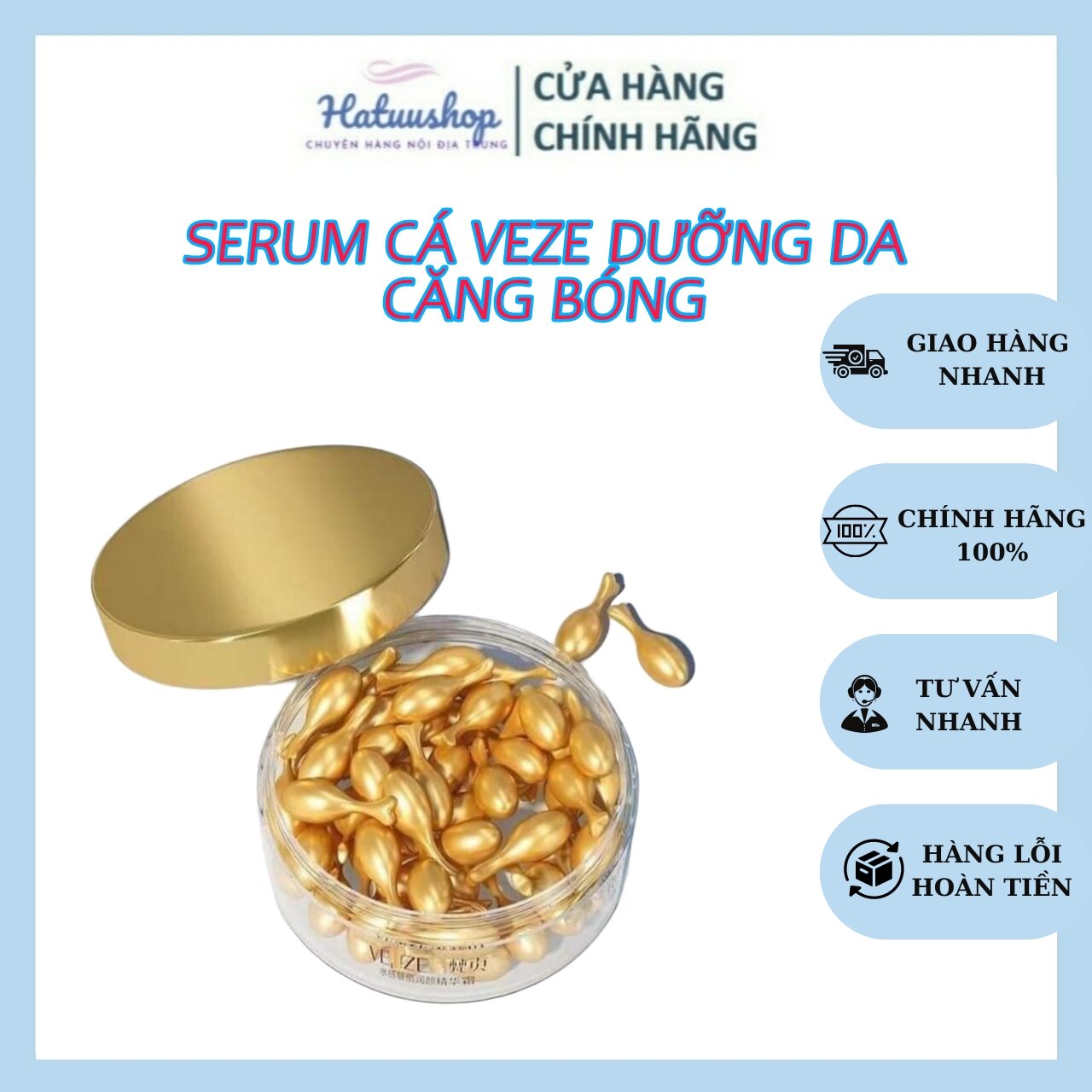 ( Hộp 30 Viên) Serum Dưỡng Ẩm Làm Căng Bóng Da , Mờ Thâm Nám, Cấp Nước Cho Da
