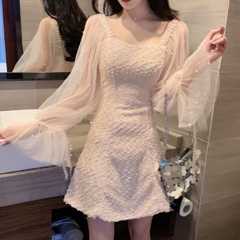Đầm Dạ Tweed Nhũ Đính Ngọc