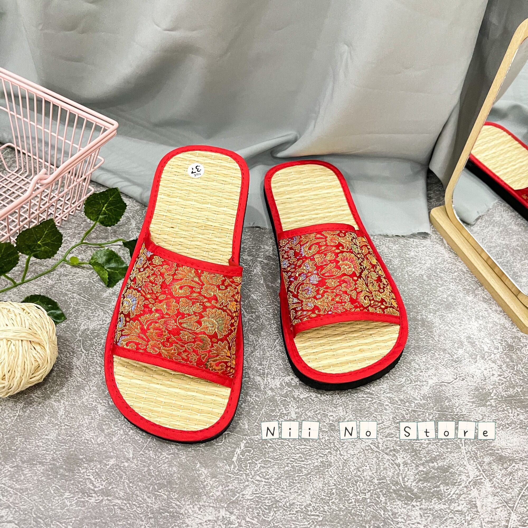 [3 màu] Dép chiếu cói quai gấm ngang