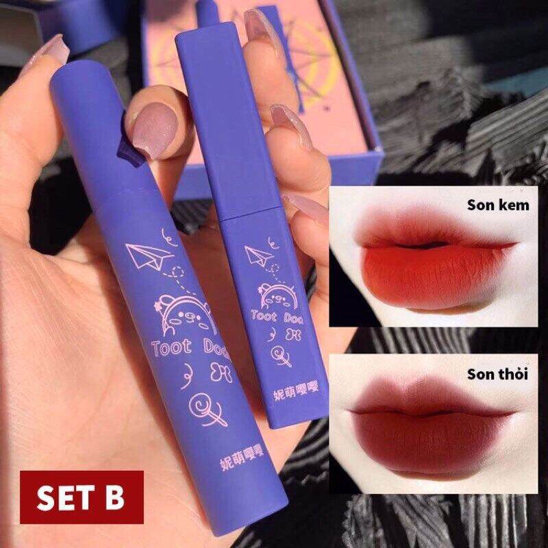 Set 2 cây son thỏi và kem lì Toot Dodo