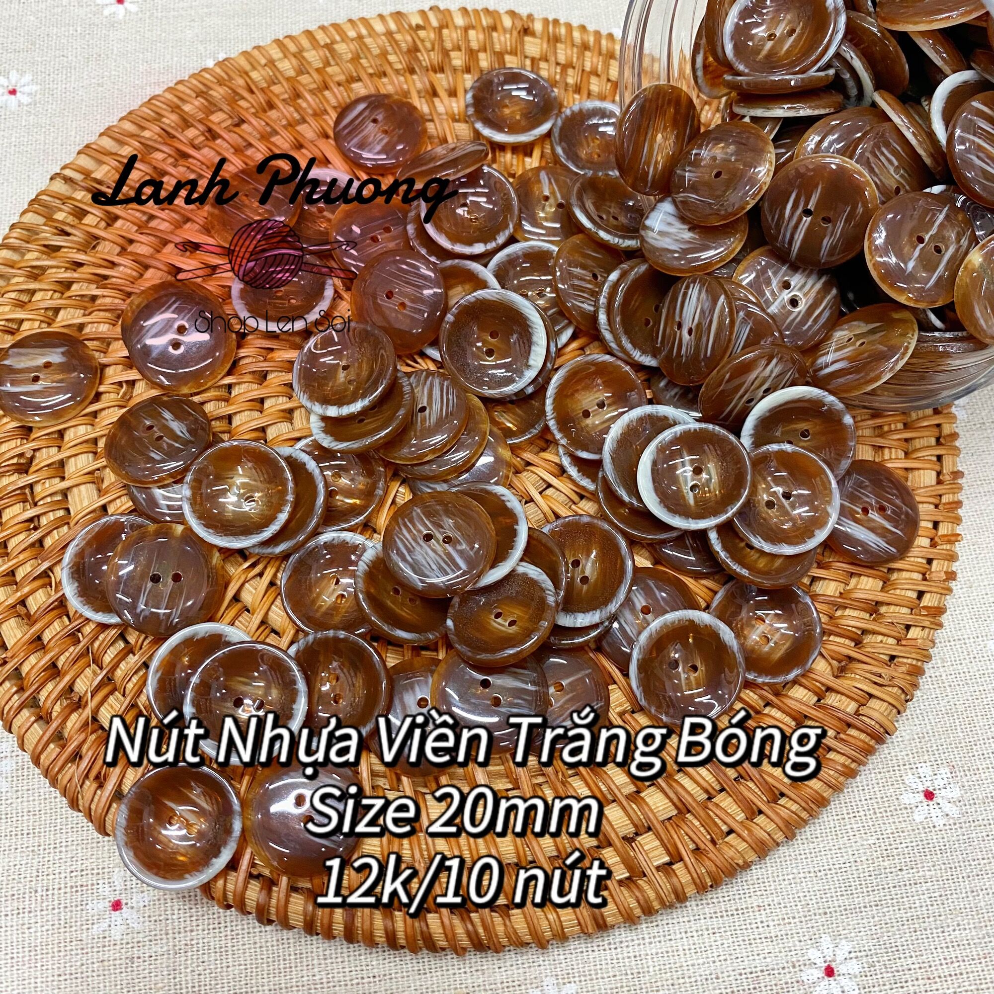 Nút Nhựa Viền Trắng Bóng (set 10 cái)