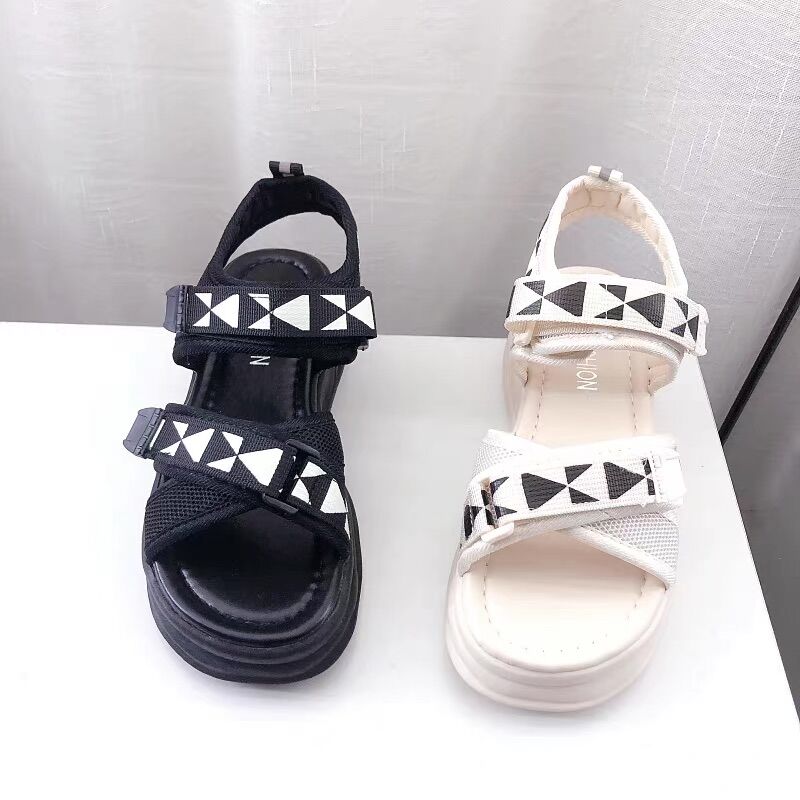 Dép sandal nữ quai chéo caro 2 màu cao cấp