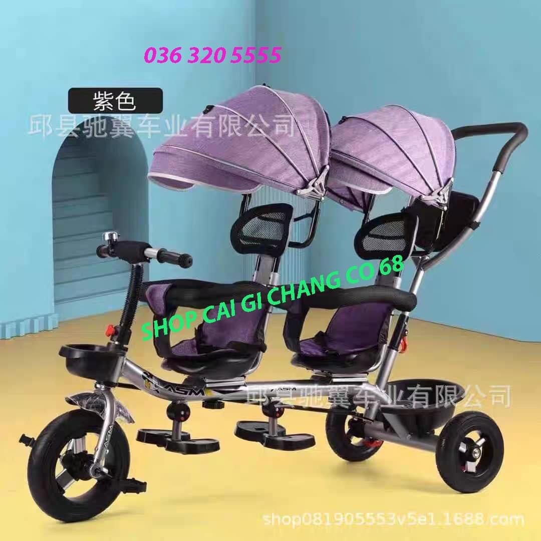 XE ĐẠP ĐẨY 3 BÁNH MÁI CHE ĐÔI ĐA NĂNG CHO BÉ TỪ 6 THÁNG ĐẾN 24 THÁNG TUỔI GHẾ TRƯỚC XOAY