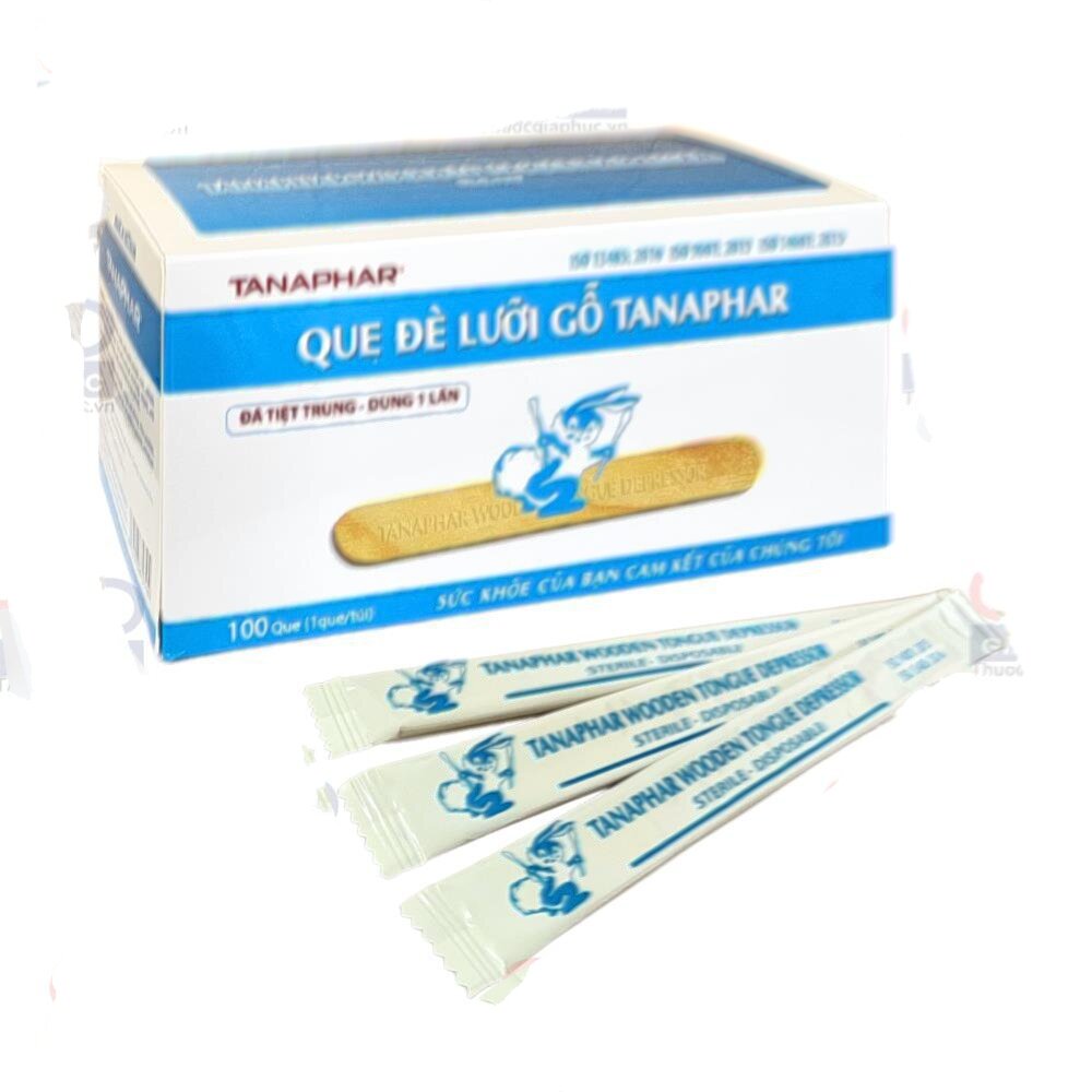 QUE ĐÈ LƯỠI GỖ TIỆT TRÙNG TANAPHAR HỘP 100 QUE