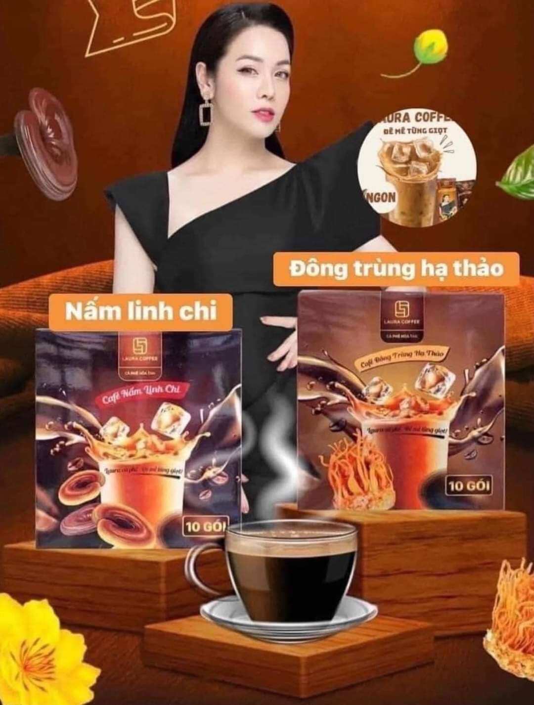 Combo cà phê đông trùng hạ thảo+linh chi 1hop 20gói