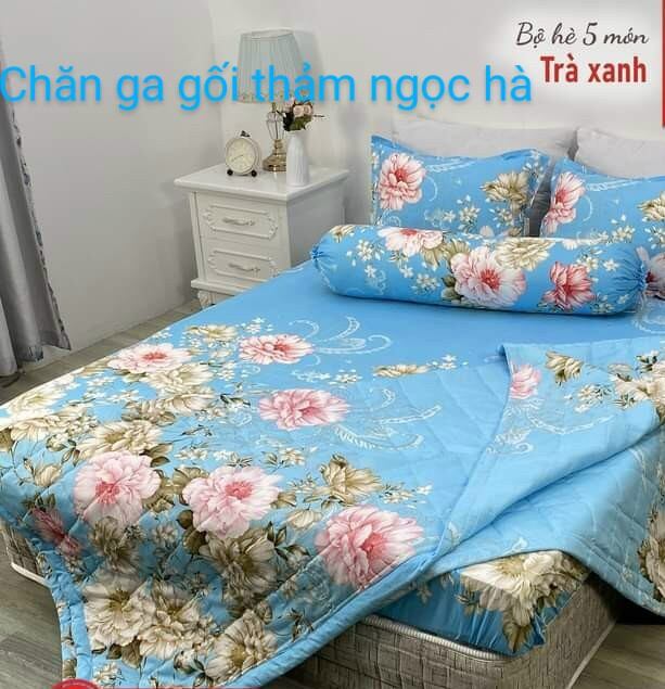 Chăn ga gối sét 5 món cotton poly mẫu mới gồm