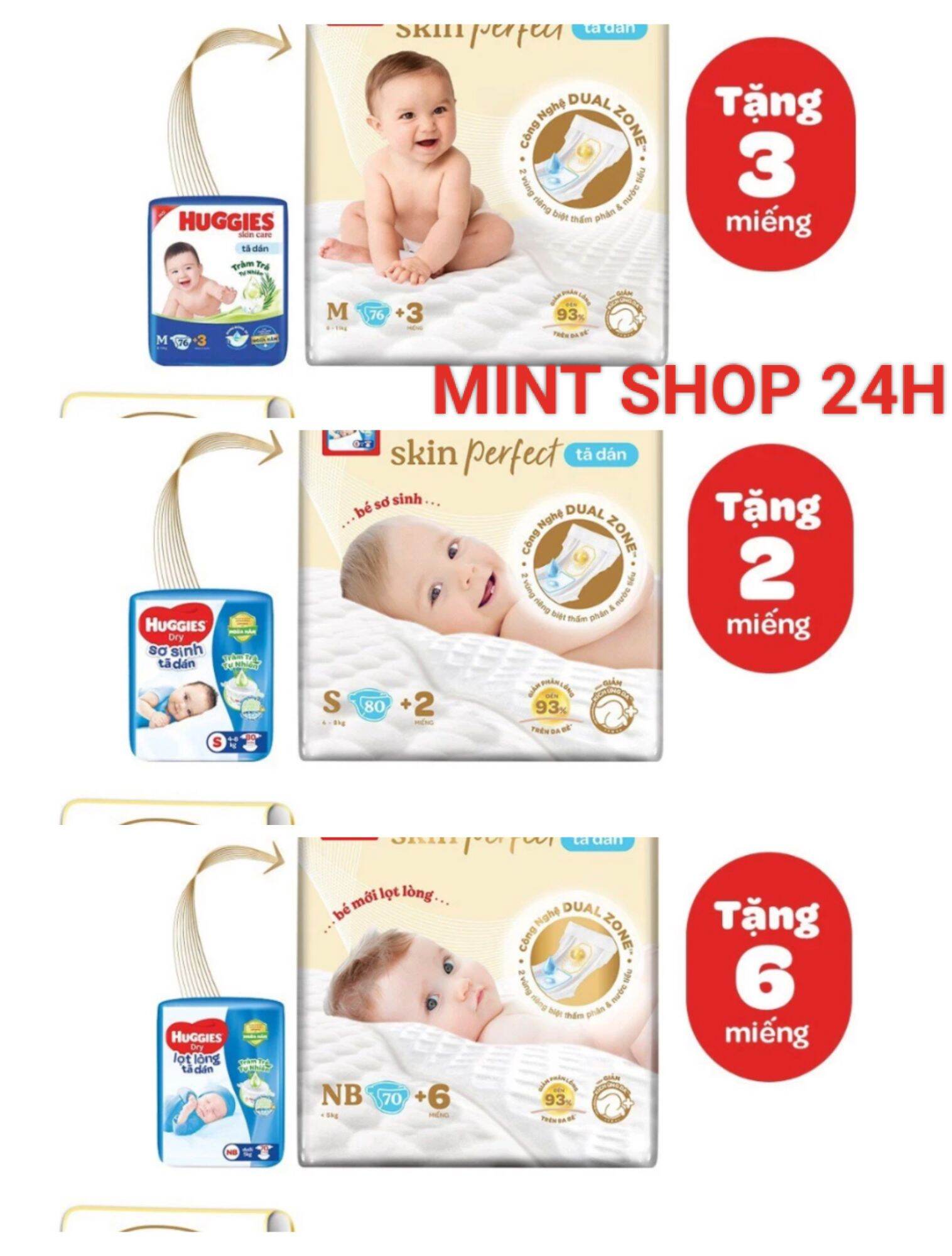 Tã dán huggies skin perfect m76+3/l68 mỏng 0.2cm