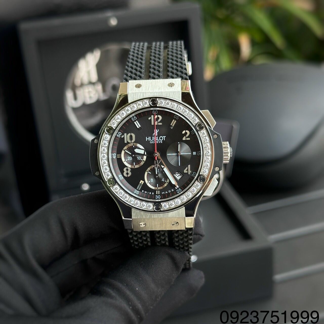 Đồng Hồ Nam Hublot Chronograph Big Bang 6 Kim Đính Đá Quý Nhân Tạo Cao Cấp