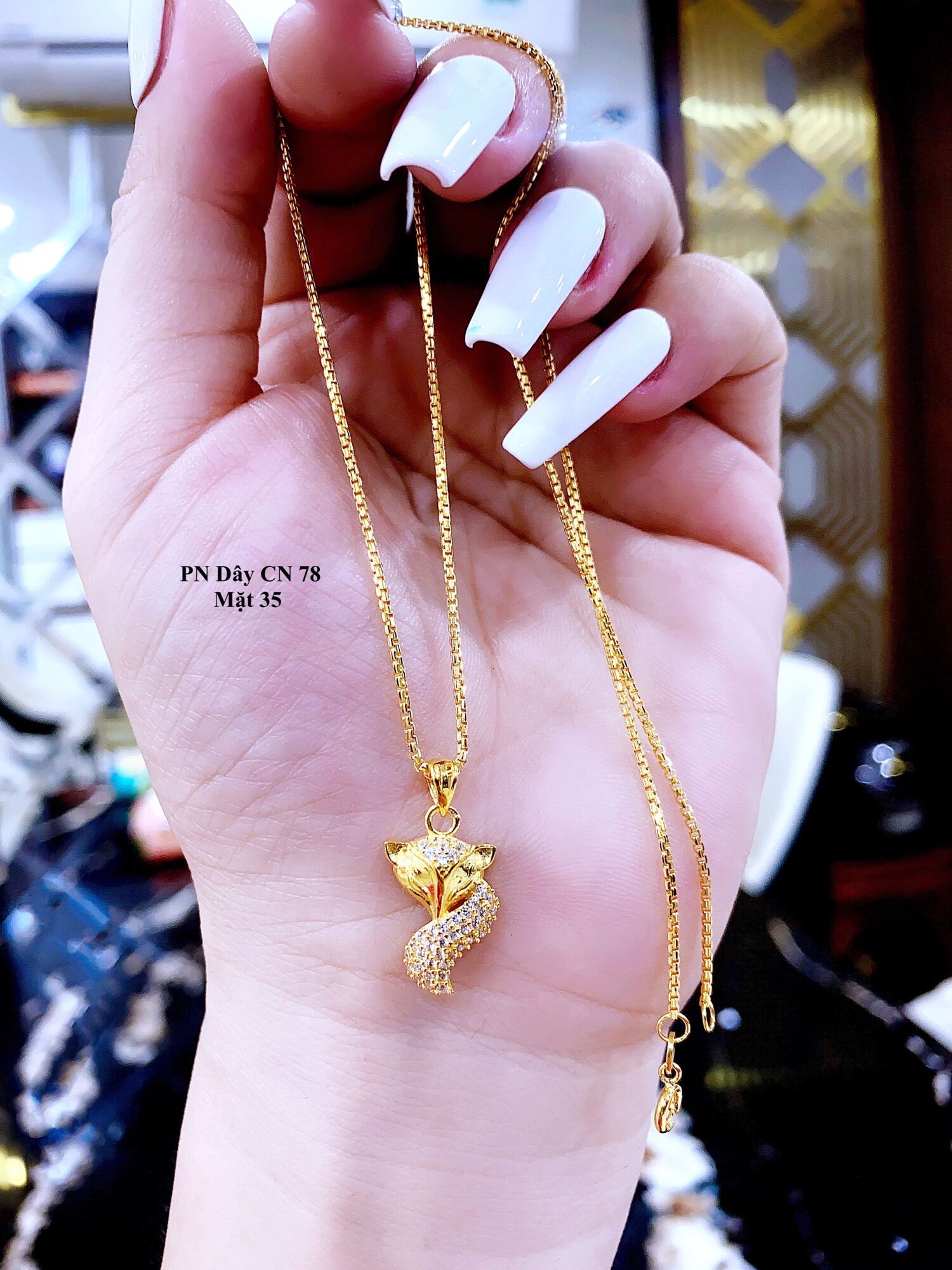 Dây chuyền hồ ly vàng tây , dây chuyền phong thuỷ, trang sức thiết kế đủ hoá đơn thẻ bảo hành