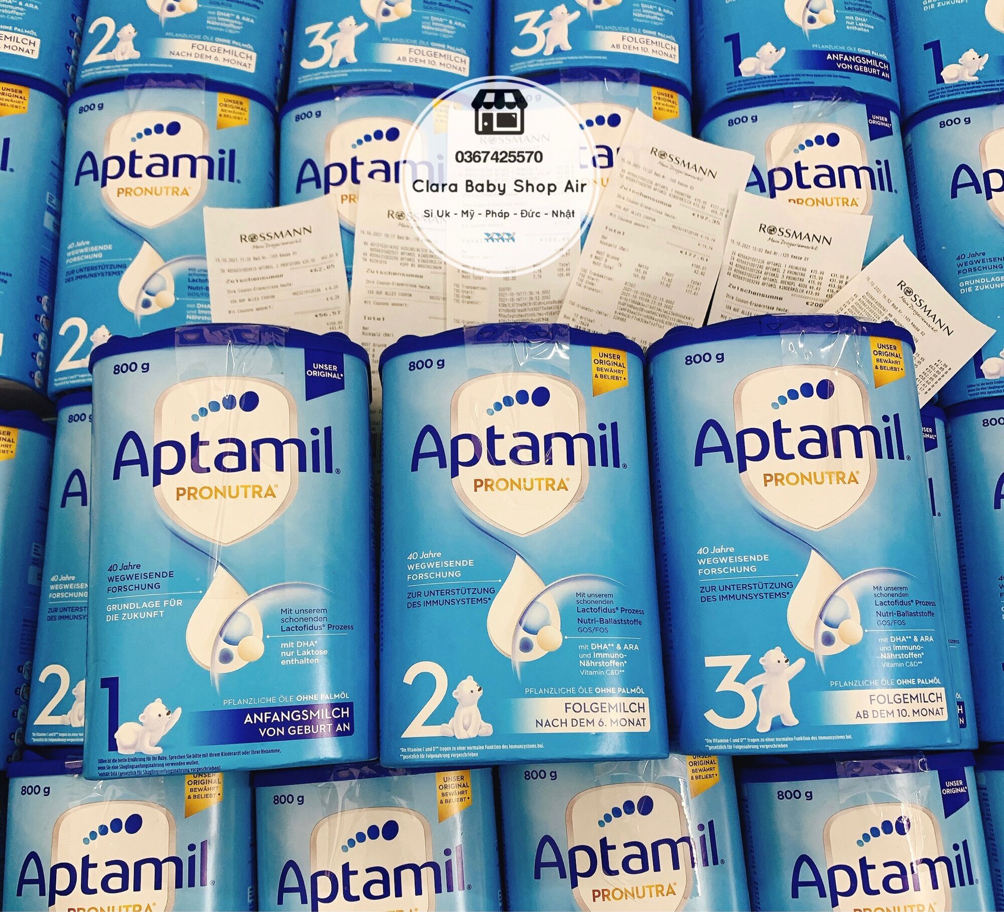 (Air/ bill)  Sữa Aptamil 1+ , 1, 2, 3 Đức 800g date mới 2023