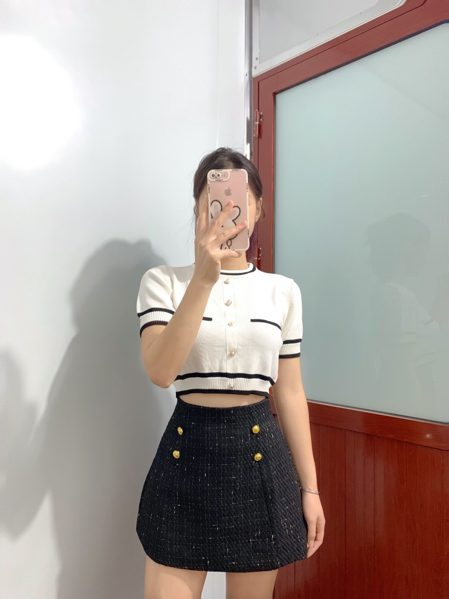 Chân váy Dạ Tweed Kim Sa lưng cao siêu hack dáng