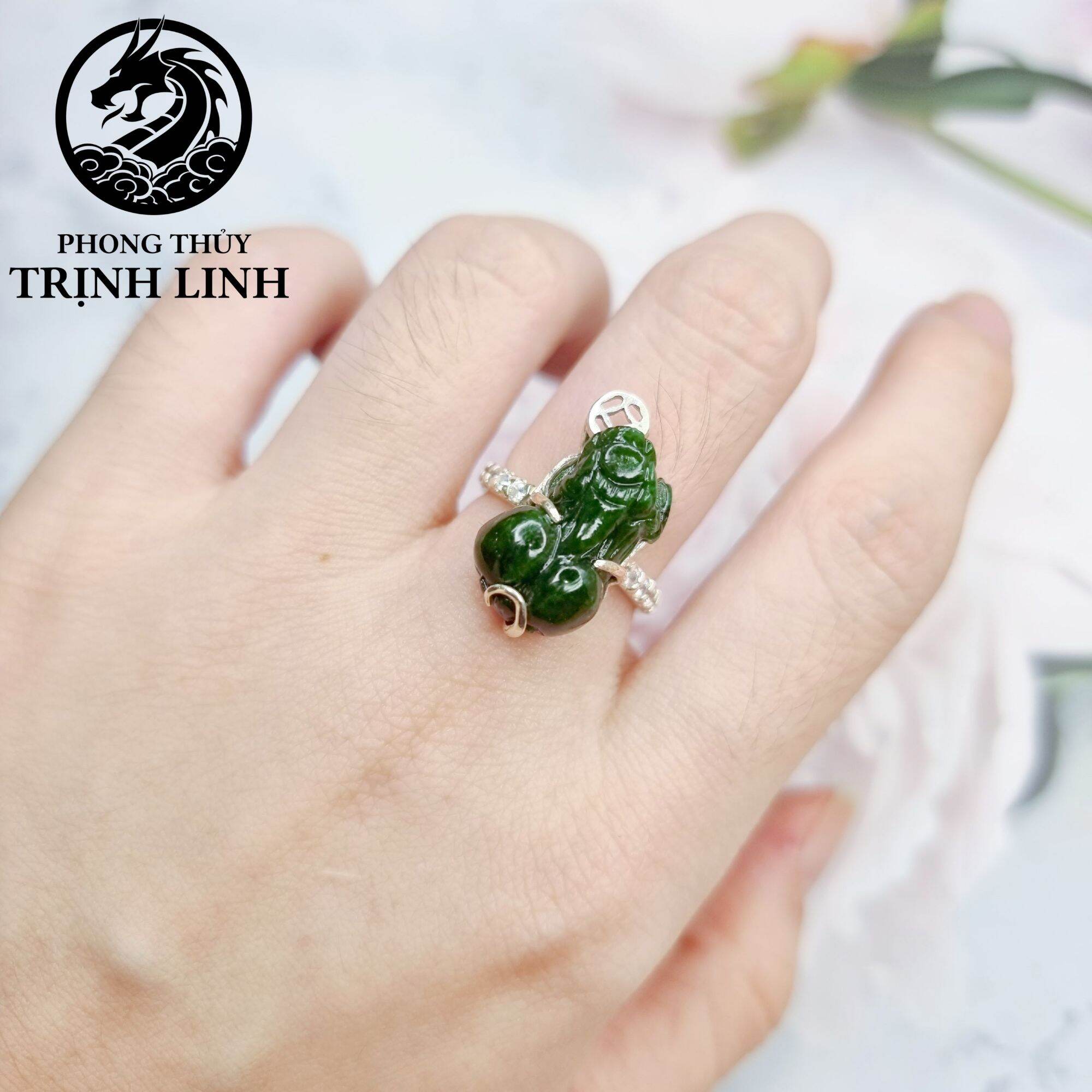 Nhẫn tỳ hưu ngọc cẩm thạch chiêu tài lộc(INBOX ĐẶT SIZE)