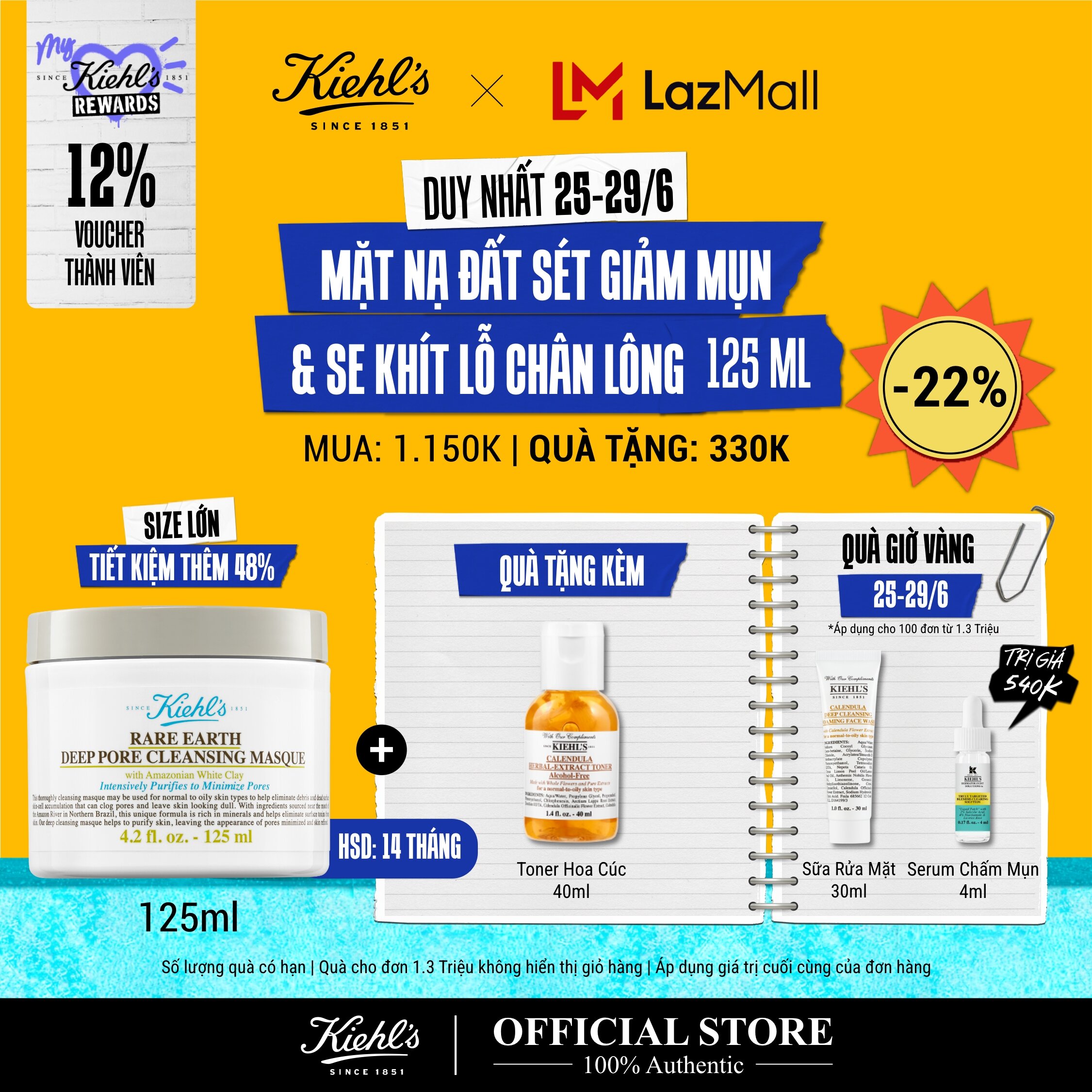 [TẶNG QUÀ ĐƠN 1.3 TRIỆU] Mặt Nạ Đất Sét Rare Earth Deep Pore Cleansing Masque 125ml