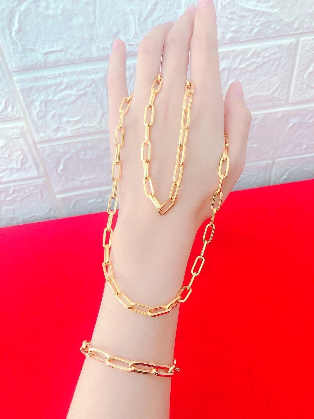 Dây chuyền mạ vàng dạng xích nam nữ đều đeo được