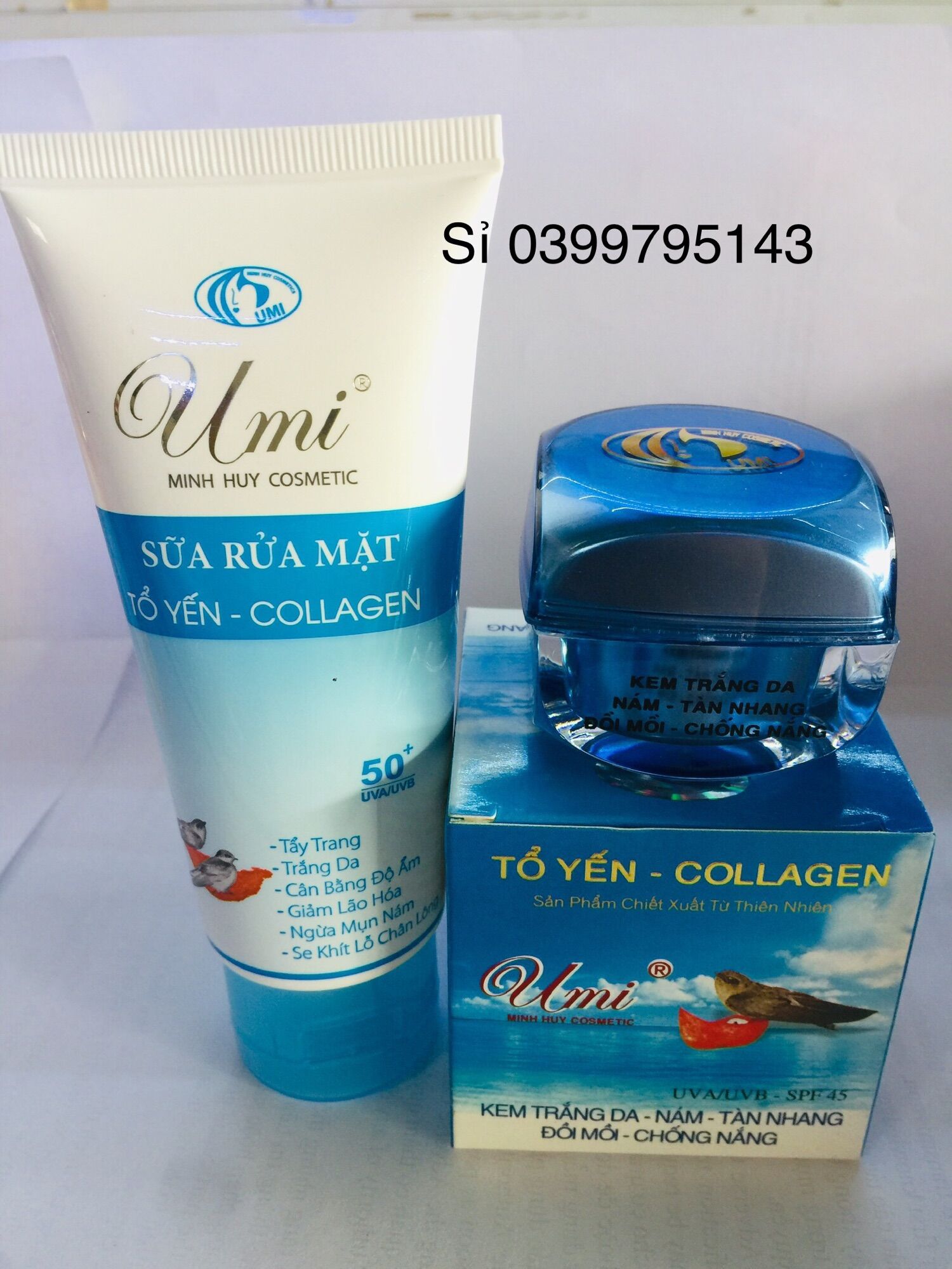 Combo kem UMI yến đỏ nám tàn nhang và sữa rửa mặt